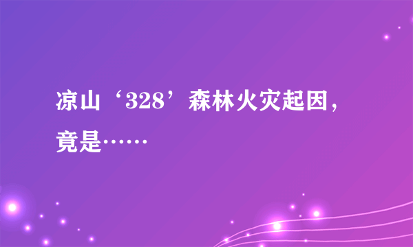 凉山‘328’森林火灾起因，竟是……