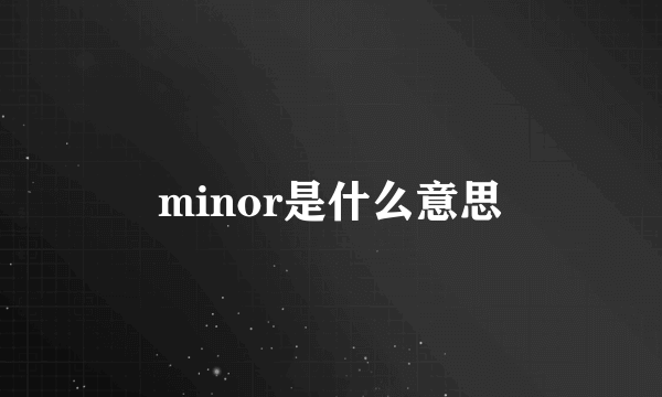 minor是什么意思