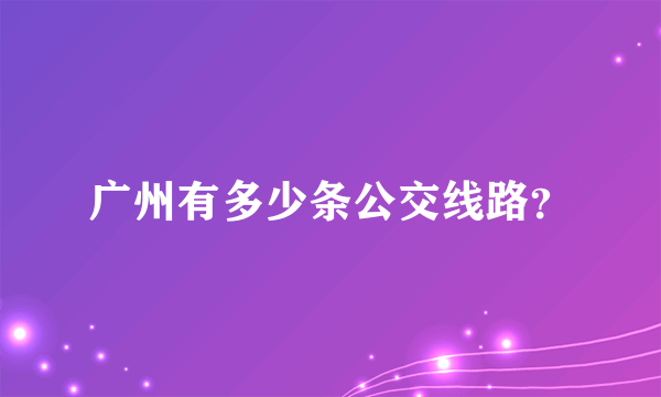 广州有多少条公交线路？