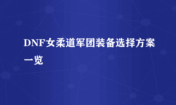 DNF女柔道军团装备选择方案一览