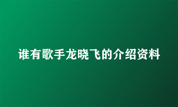 谁有歌手龙晓飞的介绍资料