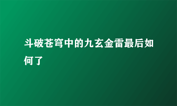 斗破苍穹中的九玄金雷最后如何了