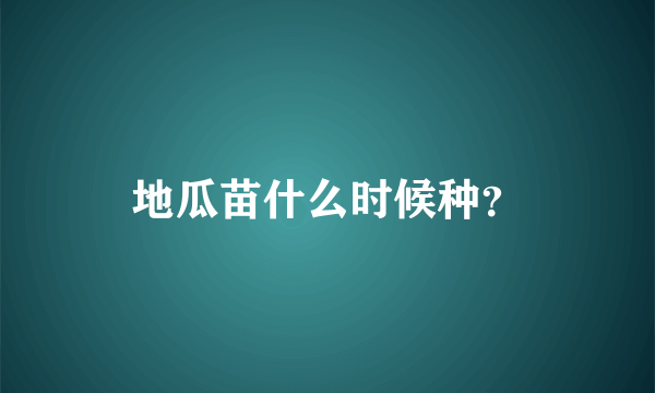 地瓜苗什么时候种？