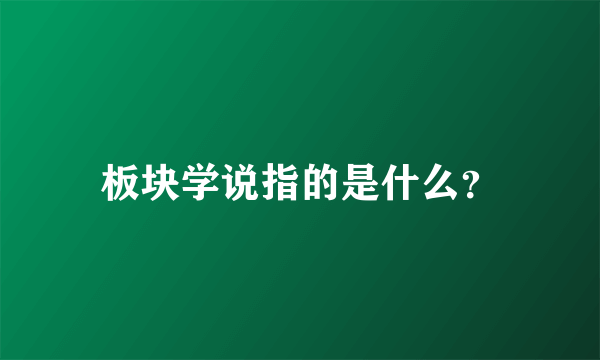 板块学说指的是什么？