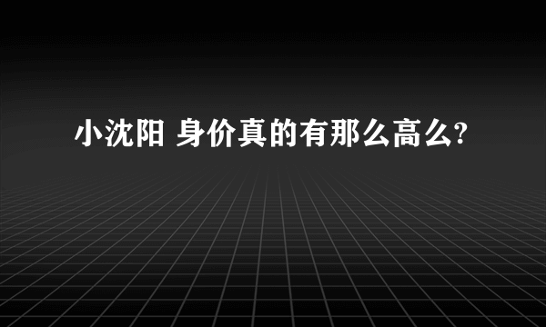 小沈阳 身价真的有那么高么?