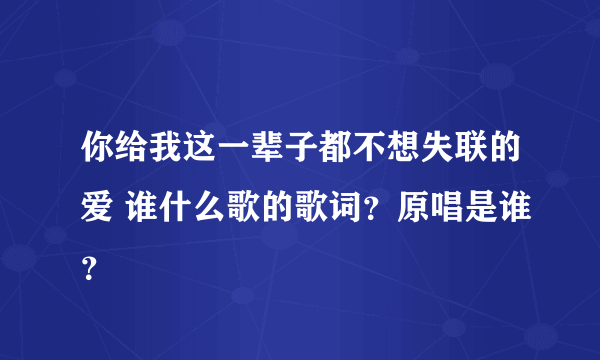 你给我这一辈子都不想失联的爱 谁什么歌的歌词？原唱是谁？