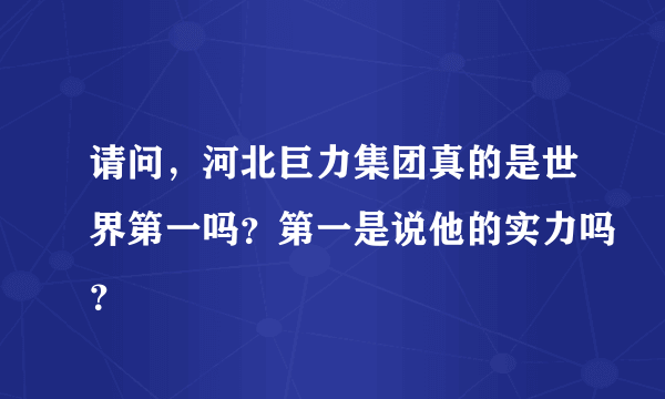 请问，河北巨力集团真的是世界第一吗？第一是说他的实力吗？