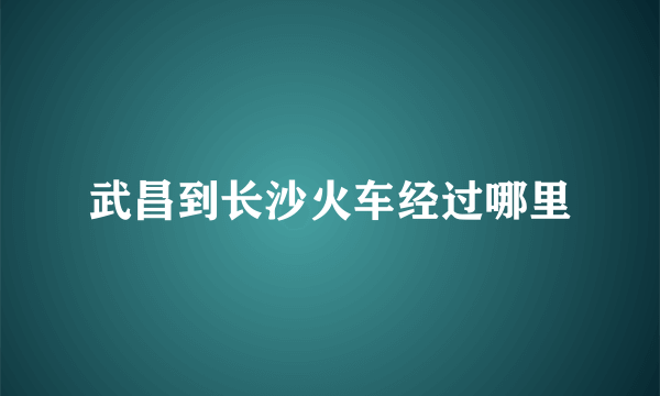 武昌到长沙火车经过哪里