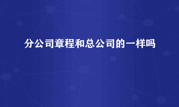 分公司章程和总公司的一样吗