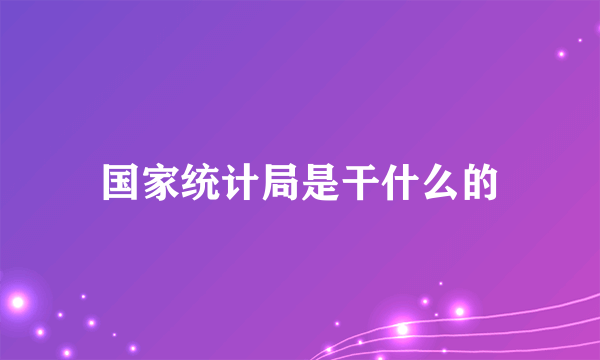 国家统计局是干什么的