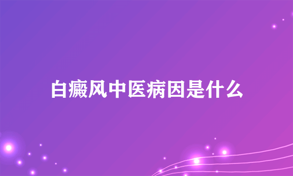 白癜风中医病因是什么