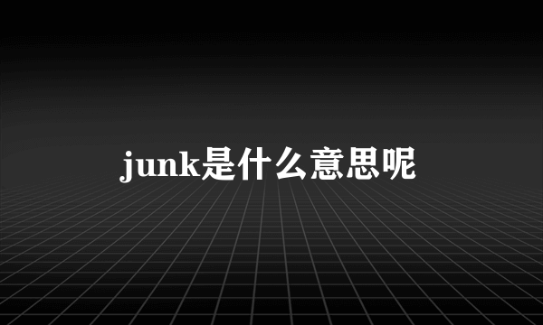 junk是什么意思呢