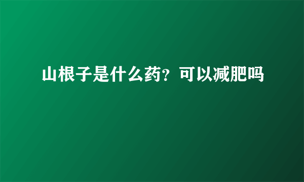 山根子是什么药？可以减肥吗