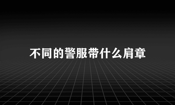 不同的警服带什么肩章