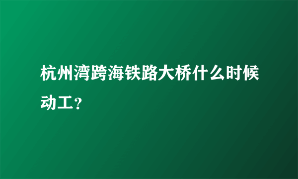 杭州湾跨海铁路大桥什么时候动工？