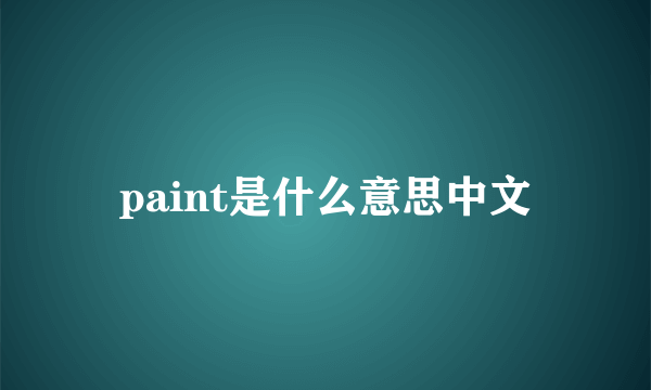 paint是什么意思中文