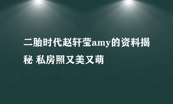 二胎时代赵轩莹amy的资料揭秘 私房照又美又萌