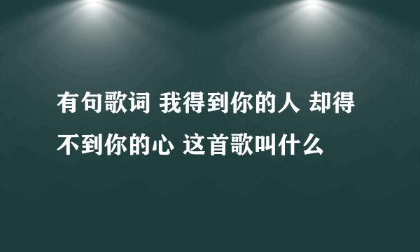 有句歌词 我得到你的人 却得不到你的心 这首歌叫什么