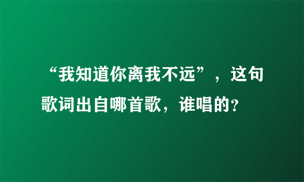 “我知道你离我不远”，这句歌词出自哪首歌，谁唱的？