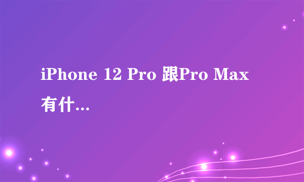 iPhone 12 Pro 跟Pro Max 有什么区别吗？