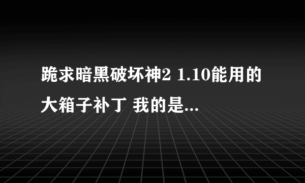 跪求暗黑破坏神2 1.10能用的大箱子补丁 我的是WIN7系统的。各位大虾帮帮忙吧