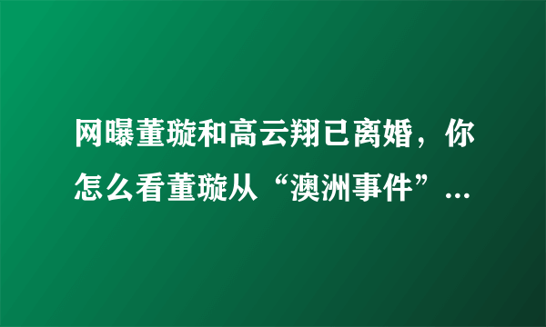 网曝董璇和高云翔已离婚，你怎么看董璇从“澳洲事件”爆发到如今的做法？