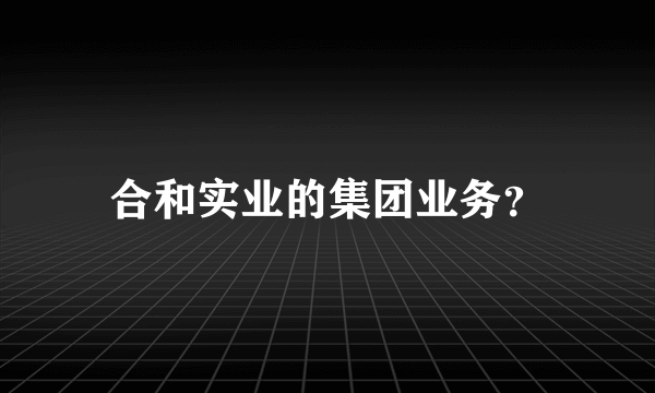 合和实业的集团业务？