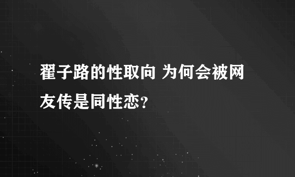 翟子路的性取向 为何会被网友传是同性恋？