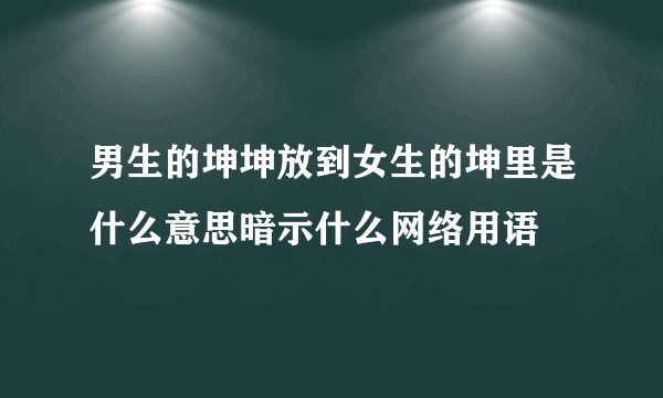 男生的坤坤放到女生的坤里是什么意思暗示什么网络用语