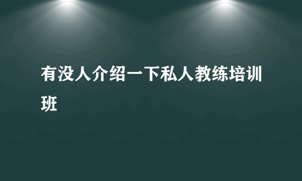 有没人介绍一下私人教练培训班