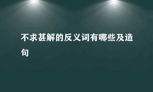 不求甚解的反义词有哪些及造句