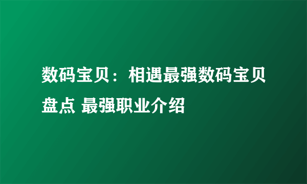 数码宝贝：相遇最强数码宝贝盘点 最强职业介绍