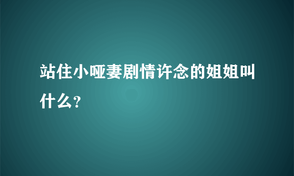 站住小哑妻剧情许念的姐姐叫什么？