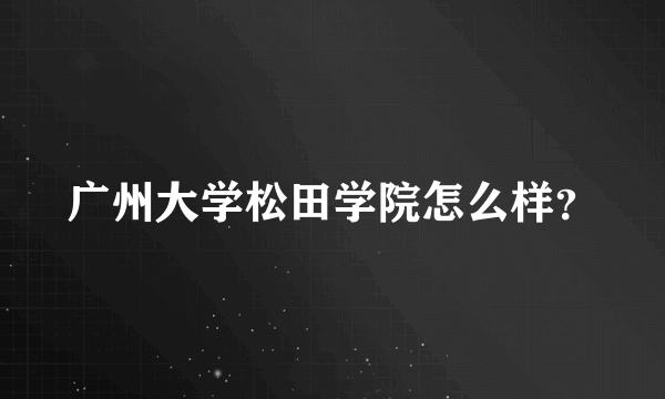 广州大学松田学院怎么样？