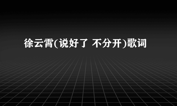 徐云霄(说好了 不分开)歌词