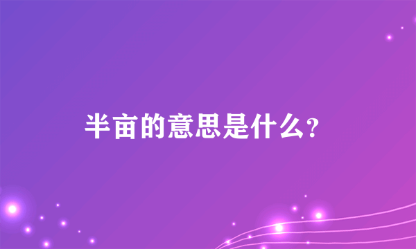 半亩的意思是什么？