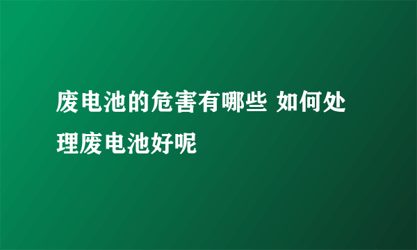 废电池的危害有哪些 如何处理废电池好呢