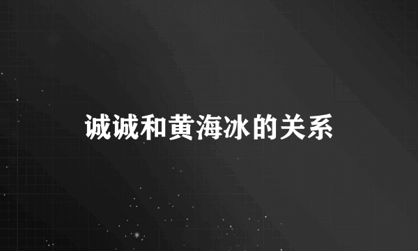 诚诚和黄海冰的关系