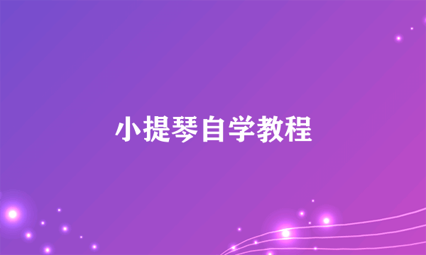 小提琴自学教程