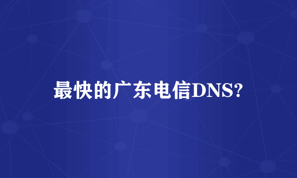 最快的广东电信DNS?