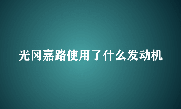 光冈嘉路使用了什么发动机