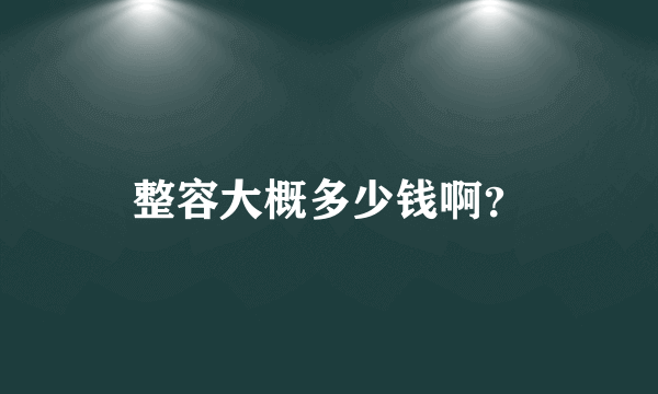 整容大概多少钱啊？