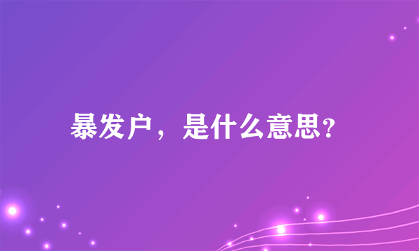 暴发户，是什么意思？