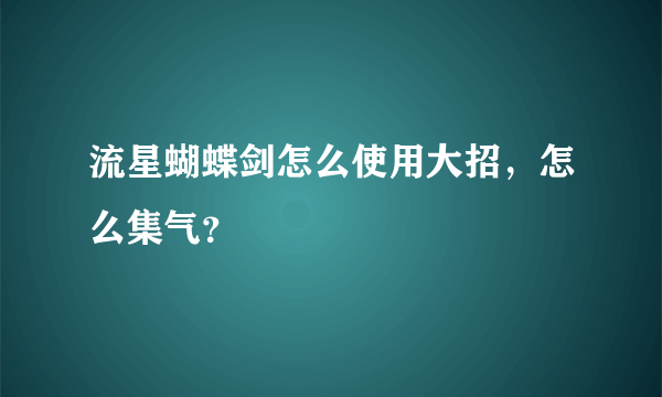 流星蝴蝶剑怎么使用大招，怎么集气？