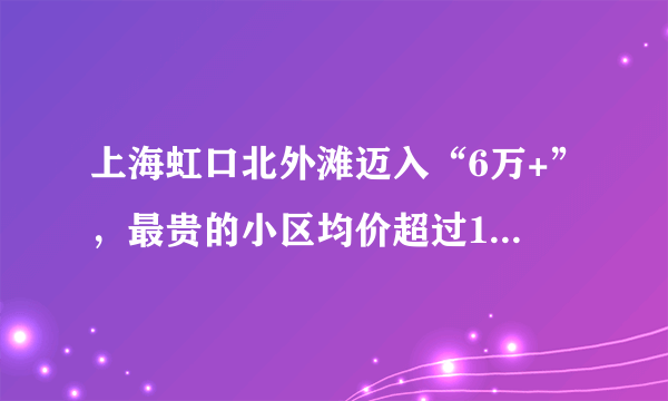 上海虹口北外滩迈入“6万+”，最贵的小区均价超过13万/平