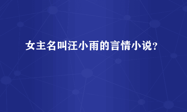 女主名叫汪小雨的言情小说？