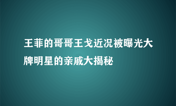 王菲的哥哥王戈近况被曝光大牌明星的亲戚大揭秘