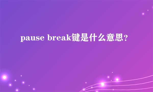 pause break键是什么意思？