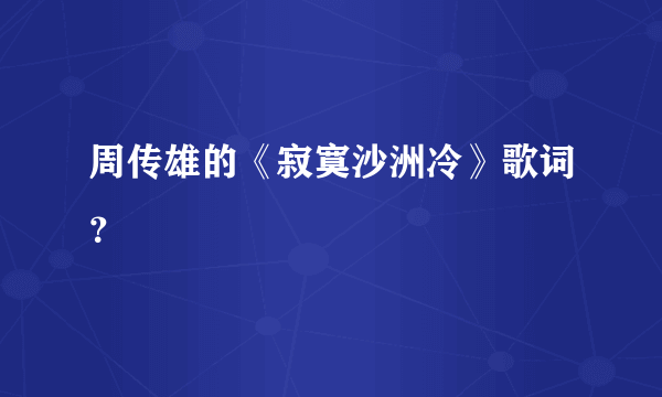 周传雄的《寂寞沙洲冷》歌词？