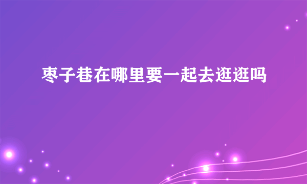 枣子巷在哪里要一起去逛逛吗